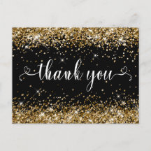 Brilho Dourado e Preto Sweet 16 Corações Obrigada