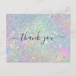 Cartão Postal Brilho Elegante Glam Holográfico Obrigado