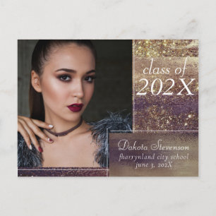 Cartão Postal Brilho Espelhado   Foto Dourado Bronze Cobre Agrad