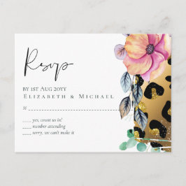 Cartão Postal Brilho Glamour Feminino Estampa de Leopardo Rosa D