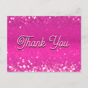 Cartão Postal Brilho Rosa Quente Bokeh Obrigado