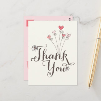Cartão Postal Brincadeiras, Corações Rosa, Aniversário Obrigado