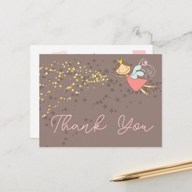 Cartão Postal Brincadeiras, Princesa Fada, Aniversário, Obrigado (Frente/Verso In Situ)