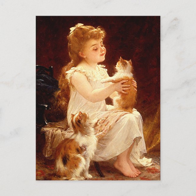 Cartão postal: Brincando com o Gatinho (Frente)