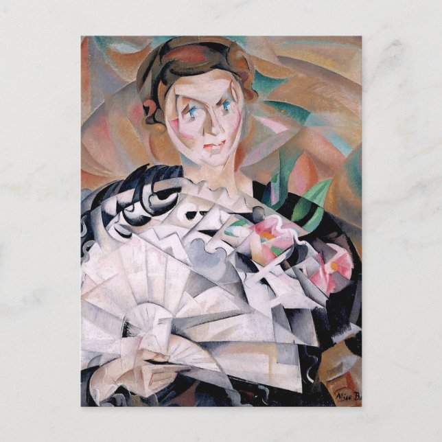 Cartão Postal Brincando com um ventilador por Alice Bailly (Frente)