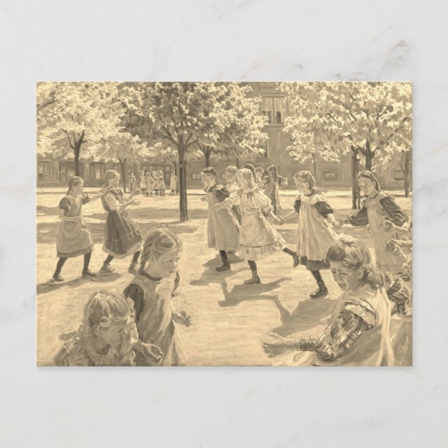 CARTÃO POSTAL BRINCANDO CRIANÇAS POR PETER HANSEN (Frente)