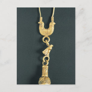 Cartão Postal Brinco Dourado com o pendente gota-dado forma no