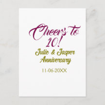 Brinde ao 10º aniversário de casamento dourado ros