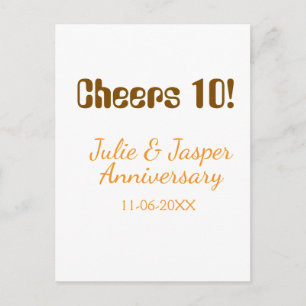 Cartão Postal Brinde ao 10º aniversário de casamento marrom lara