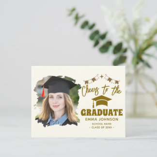 Cartão Postal Brinde ao Graduado Nome da Foto Personalizada Famí