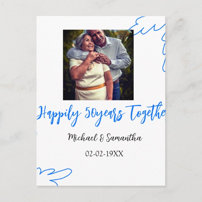 Cartão Postal brinde aos 50 anos de aniversário de casamento fot (Frente)