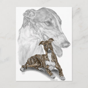 Cartão Postal Brindle Greyhound Dog Art