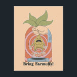 Cartão Postal "Bring Earmuffs!" Screaming Mandrake Graphic<br><div class="desc">Add a dose of magical humor to your collection with this playful “Bring Earmuffs!” design. Featuring a hand holding a mandrake mid-pull — roots wriggling and mouth wide open — this bold illustration captures one of the most unforgettable lessons from Herbology class. With its vintage-inspired color palette and retro poster-style...</div>