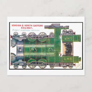 Cartão Postal Brinquedo de papel de trem antigo - Ferrovia do No