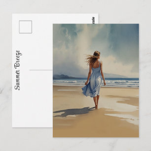 Cartão Postal Brisa de Verão Me Faz Sentir Férias em Aquarela