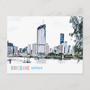 Cartão Postal Brisbane Austrália skyline funky moderno viagem