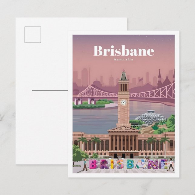 Cartão Postal Brisbane Australia Vintage Travel  (Frente/Verso)