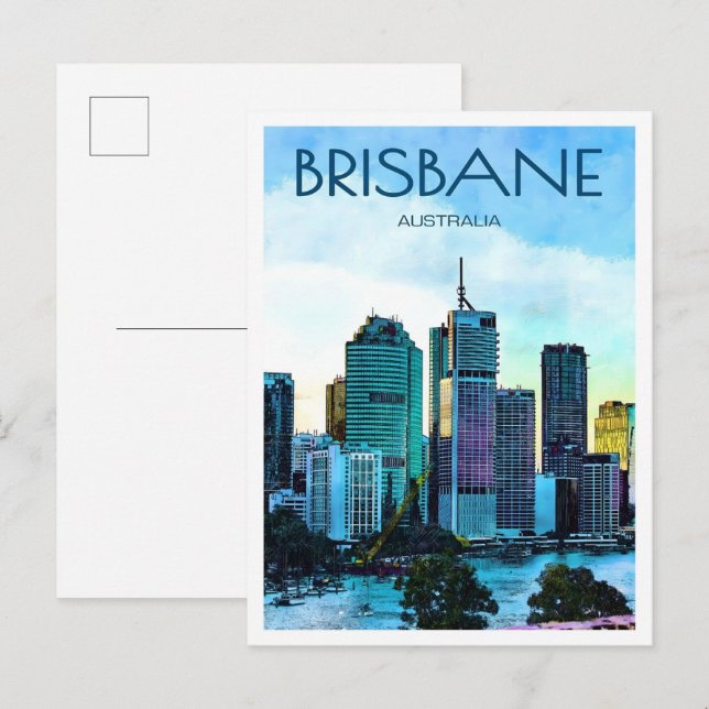 Cartão Postal Brisbane Cidade Austrália Viagem Vintage  (Frente/Verso)