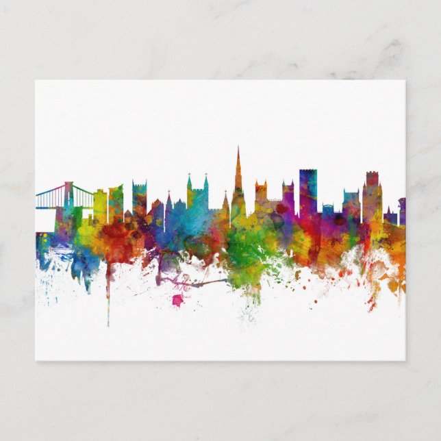 Cartão Postal Bristol England Skyline (Frente)
