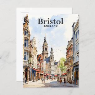 Cartão Postal Bristol England Watercolor Viagem