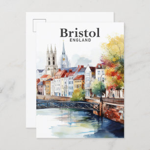 Cartão Postal Bristol England Watercolor Viagem