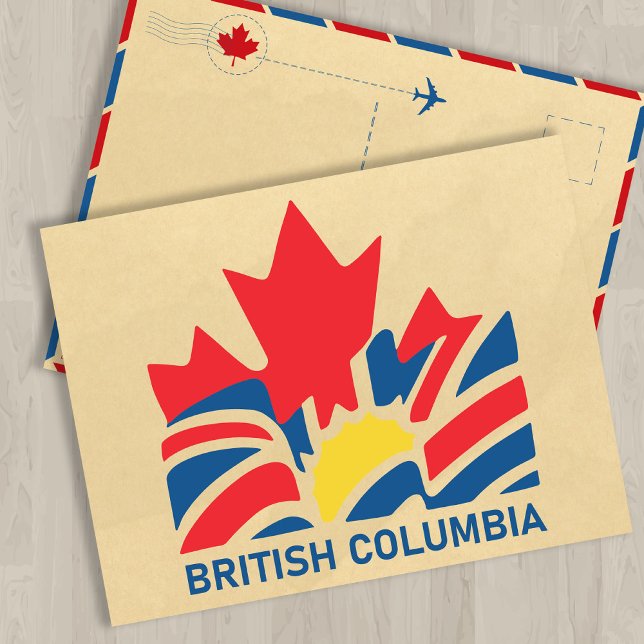 Cartão Postal British Columbia Flag Canada Vintage Souvenirs (Criador carregado)