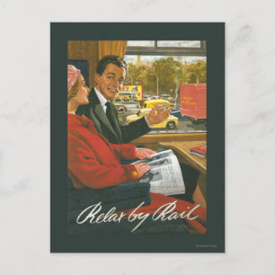 Cartão Postal British Railways Relax by Rail Poster