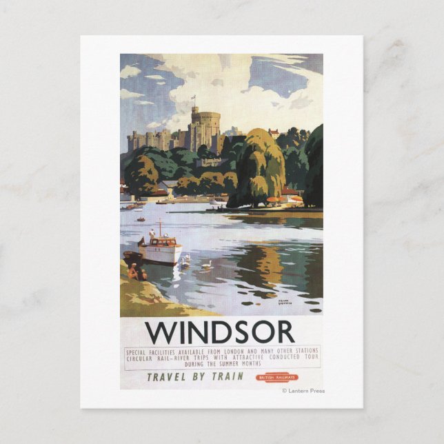 Cartão Postal British Railways Windsor Castle Thames Poster (Frente)