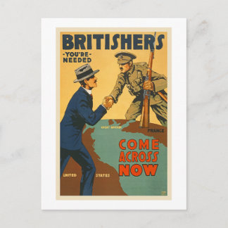 Cartão Postal Britishers vêm agora pela WI British Propaganda