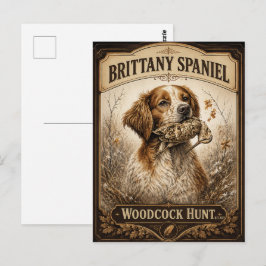Cartão Postal Brittany Spaniel – Caça à Galinhola Arte