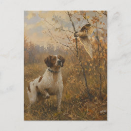 Cartão Postal Brittany Spaniel – Caça à Galinhola Arte