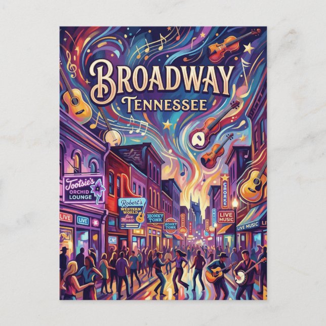 Cartão Postal Broadway Tennessee (Frente)