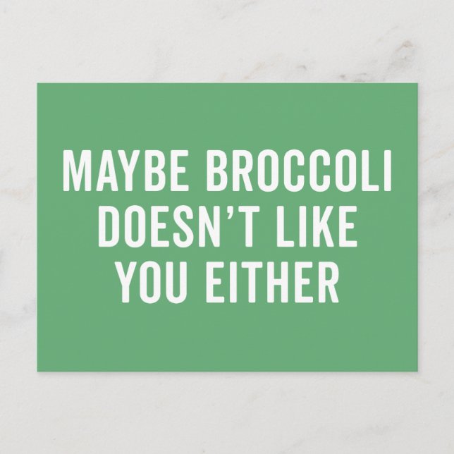 Cartão Postal Broccoli não gosta de sua citação engraçado (Frente)