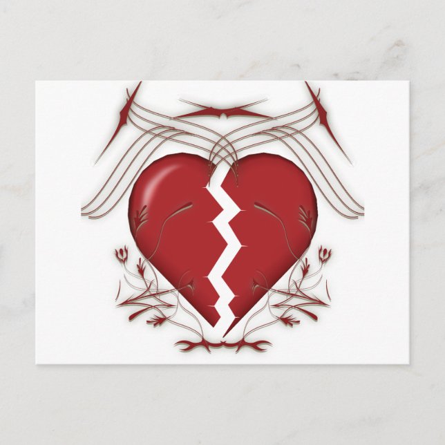 Cartão Postal Broken Heart & Tribal Graphics: (Frente)