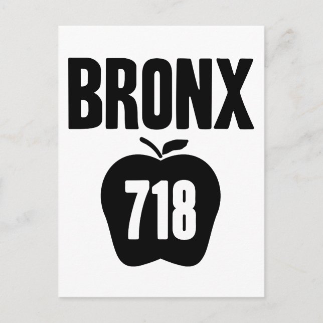 Cartão Postal Bronx com grande Apple e saída de código de área 7 (Frente)