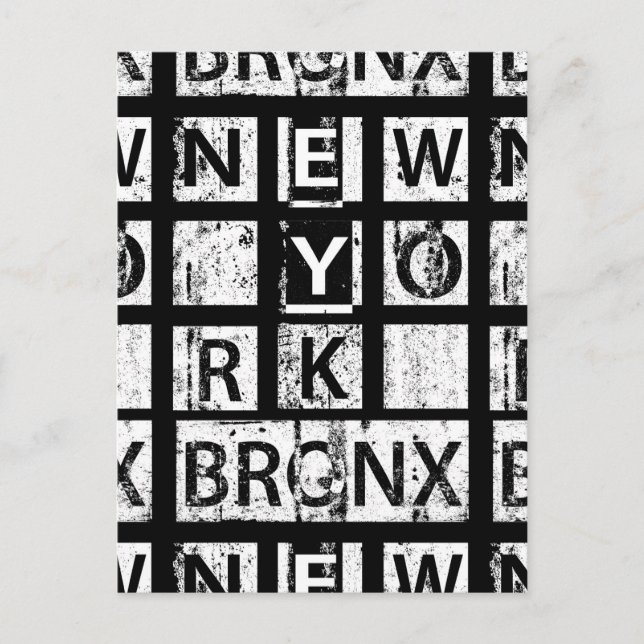 Cartão Postal Bronx Nova York | Tipografia Grunge (Frente)