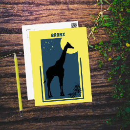 Cartão Postal Bronx Zoo New York Vintage Giraffe