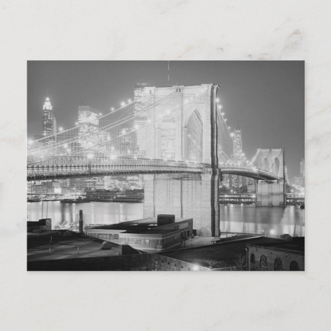 Cartão Postal Brooklyn Bridge Black & White (Frente)
