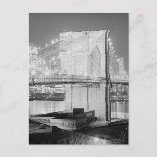 Cartão Postal Brooklyn Bridge Black & White (Frente)