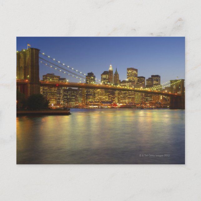 Cartão Postal Brooklyn Bridge e Nova Iorque (Frente)