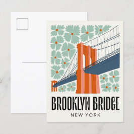 Cartão Postal Brooklyn Bridge New York abstrato floral