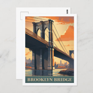 Cartão Postal Brooklyn Bridge New York USA Famoso Viagem
