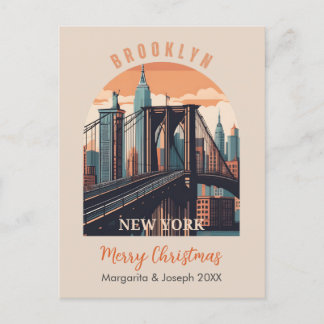 Cartão Postal Brooklyn Bridge Retro New York