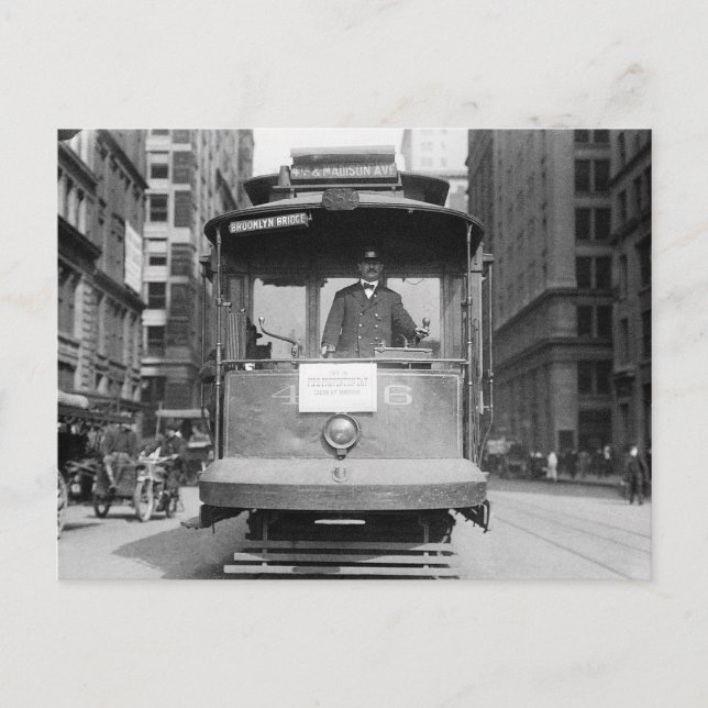 Cartão Postal Brooklyn Bridge Trolley, 1915 (Frente)