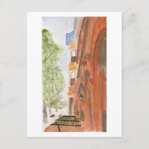 Cartão Postal Brooklyn Brownstones Watercolor