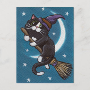 Cartão Postal Broomstick Ride - Cartão-postal do Dia das Bruxas