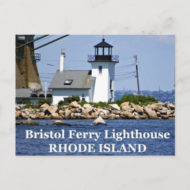 Cartão Postal Brostol Ferry Lighthouse, Cartão-postal Rhode Isla (Frente)