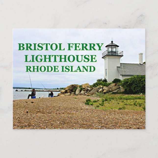 Cartão Postal Brostol Ferry Lighthouse, Cartão-postal Rhode Isla (Frente)