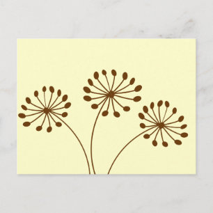 Cartão Postal Brown Abstrato Dandelion Floral