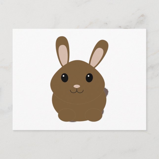 Cartão Postal Brown Cartoon Bunny (Frente)